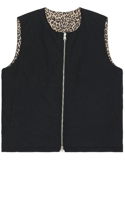 Allsaints Underground Reversible Leopard Vest In Black
