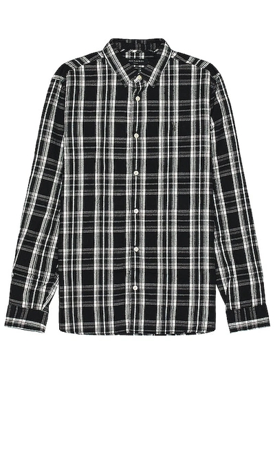 Allsaints Leulus Plaid Cotton Flannel Button-up Shirt In Black
