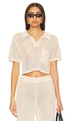 Onia Crochet Cropped Polo Top In 沙贝利
