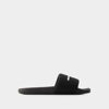 Alexander Wang Padded Logo Pool Slide Sandals Shoes In Black