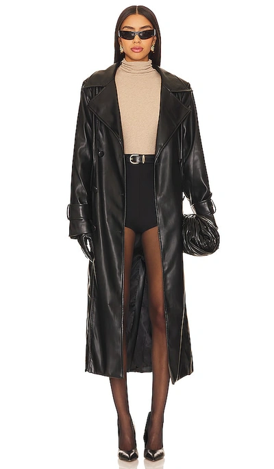 Sndys Tyra Faux Leather Trench In Black
