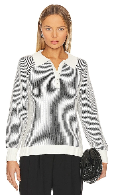 525 Plaited Johnny Collar Pullover Sweater In Chalk Multi