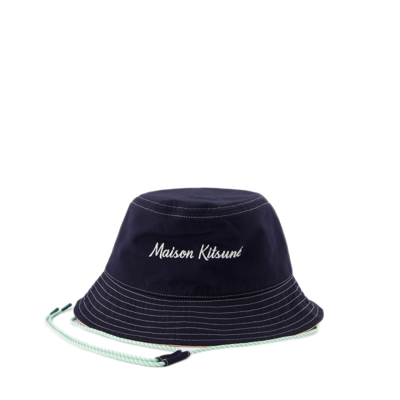 Maison Kitsuné Man Blue Hats In Black