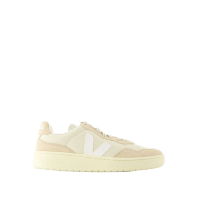 Veja V-90 Leather Low Top Sneakers In Neutrals