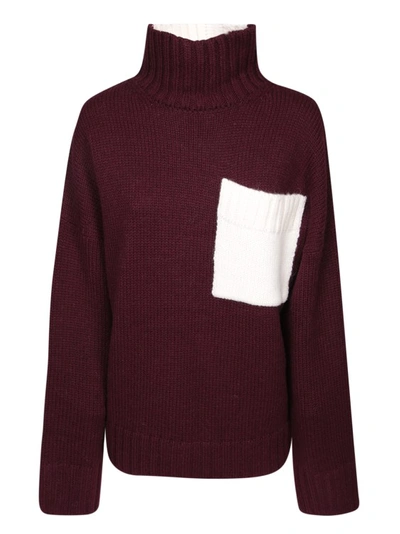 Jw Anderson High Neck Pullover In Burgundy