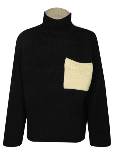 Jw Anderson Logo-embroidered High-neck Jumper In Black_mint