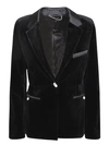 Rabanne Crystal-button Velour Single-breasted Blazer In Black
