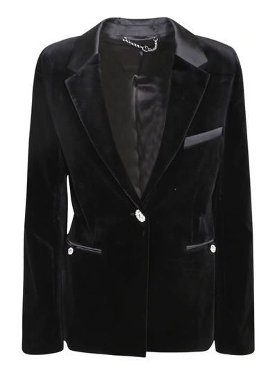 Rabanne Crystal-button Velour Single-breasted Blazer In Black