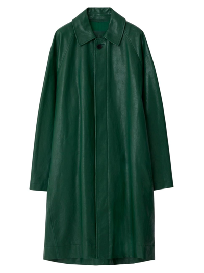 Burberry Women's Leather Single-breasted Overcoat In Ivy