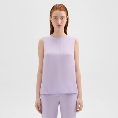 Theory Shell Top In Silk Georgette In Lilac Sky