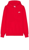 Nike Club Fleece Pullover Hoodie In University Red
