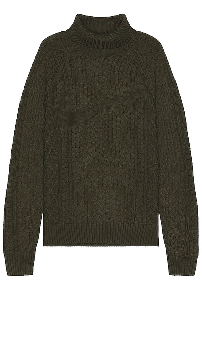 Nike Cable Knit Turtleneck In Cargo Khaki