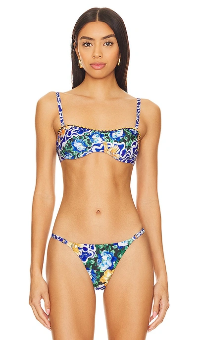 Agua Bendita X Revolve Margery Bikini Top In Blue Floral Waves