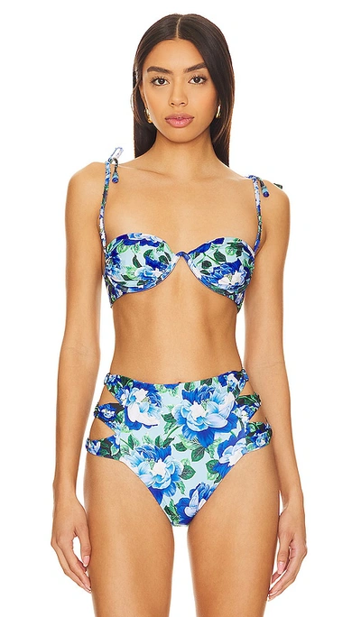 Agua Bendita X Revolve Donna Underwire Top In Blue Waves