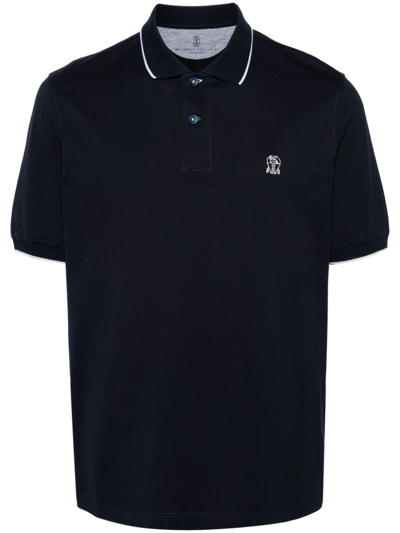 Brunello Cucinelli Logo Polo Shirt In Blue