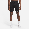 Nike Dri-fit Briefs Lined With Running Half-length Tights In Black