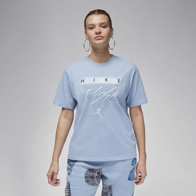 Jordan Women's  Flight Heritage Graphic T-shirt In Blue Grey/ice Blue