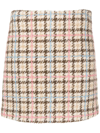 Msgm Plaid-check Textured Mini Skirt In Multicolour
