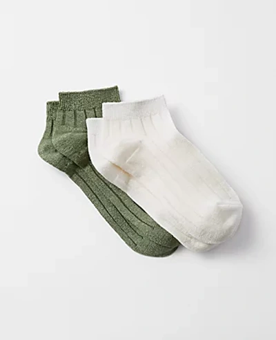 Ann Taylor Shimmer Ankle Sock Set In Winter White