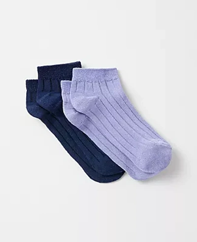 Ann Taylor Shimmer Ankle Sock Set In Night Sky