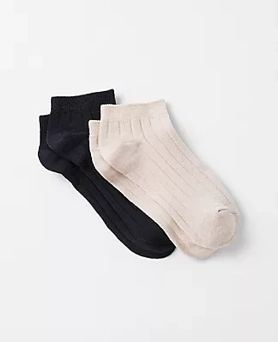 Ann Taylor Shimmer Ankle Sock Set In Black