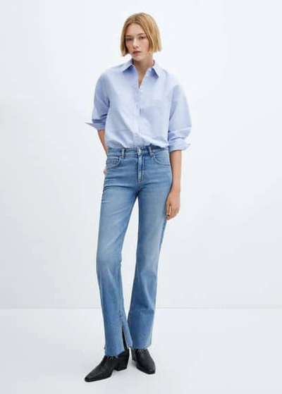 Mango Mid-waist Flared Jeans With Slits Medium Blue