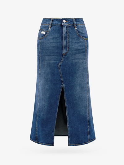 Alexander Mcqueen Panelled Denim Midi Skirt In Blue