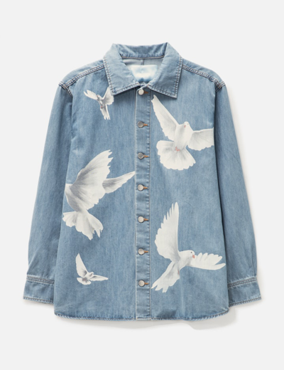 3paradis Washed Blue Freedom Birds Overshirt