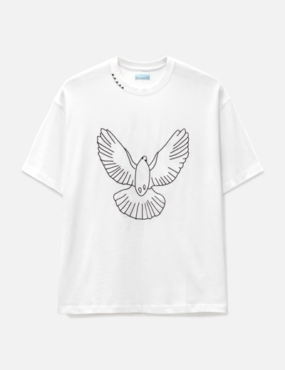 3.paradis White Birds Outline T-shirt