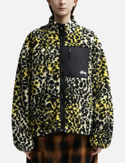 Stussy Reversible Leopard-print Sherpa Jacket In Multicolor