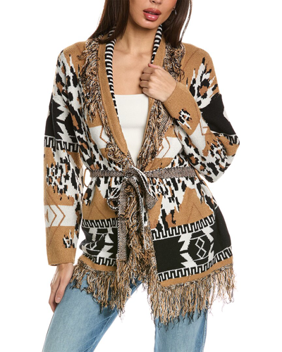 Rain And Rose Rain + Rose Fringe Cardigan In Brown