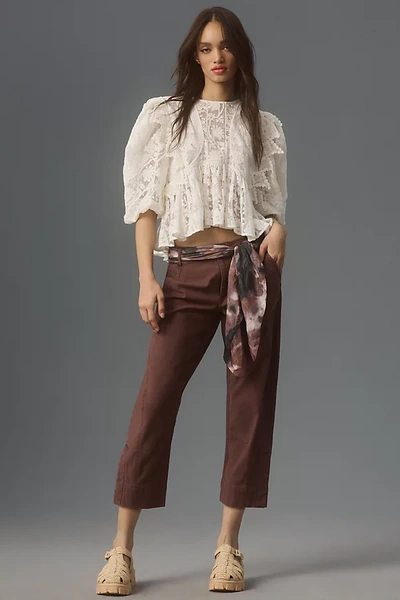 By Anthropologie The Berkley Cropped Low-rise Trousers  In Brown