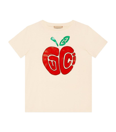 Gucci Kids' Apple Logo T-shirt (4-12 Years) In Neutrals