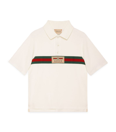 Gucci Kids' Cotton Polo Top With Web In White