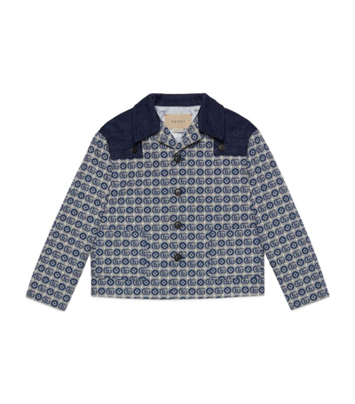 Gucci Kids' Cotton Double G Jacket (4-12 Years) In Blue