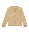 Gucci Kids' Logo Jacquard Cotton Cardigan In Toffee/beige