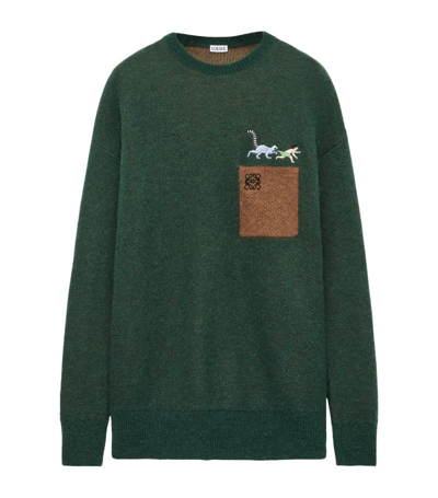 Loewe X Suna Fujita Pocket-detail Sweater In Green