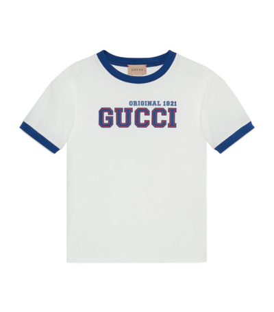 Gucci Kids' Cotton Jersey T-shirt In White,blue