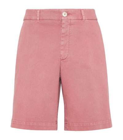 Brunello Cucinelli Knee-length Denim Bermuda Shorts In Raspberry