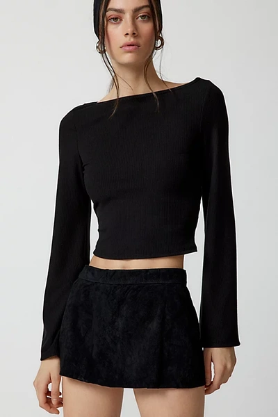 Urban Renewal Remade Suede Low-rise Micro Mini Skirt In Black, Women's At Urban Outfitters