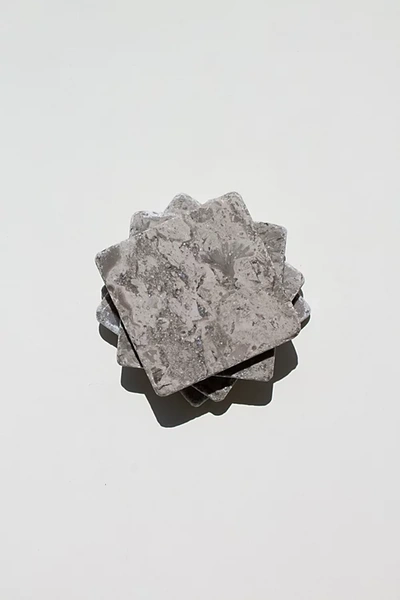 The Parmatile Shop Marble Coaster Set In Fossil At Urban Outfitters In Gray