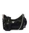Prada Re-edition 2005 Crystal Shoulder Bag In Black