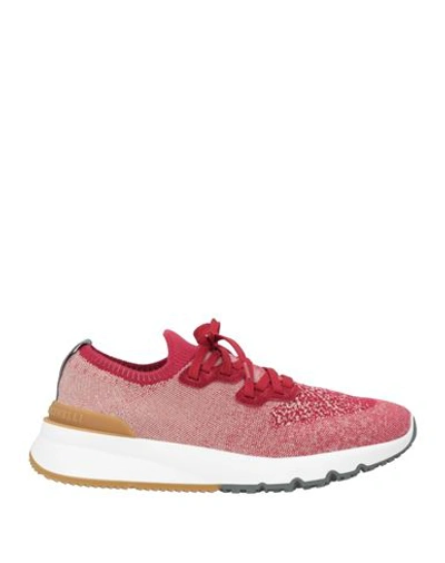 Brunello Cucinelli Man Sneakers Brick Red Size 11 Textile Fibers