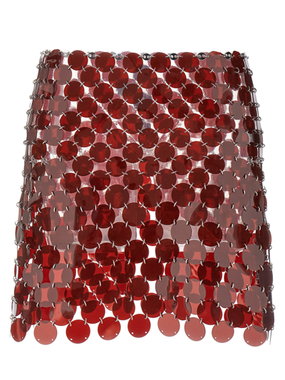 Rabanne Plastic Sequin Skirt Skirts In Red