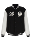 Balmain Embroidered Badges Satined Varsity Casual Jackets, Parka White/black In White/black