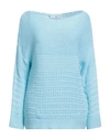 Fabrication Général Paris Woman Sweater Sky Blue Size Onesize Cotton In Blue