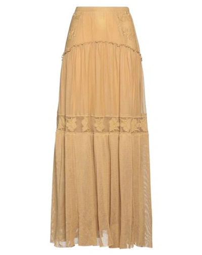 Pinko Woman Long Skirt Mustard Size 0 Cotton In Yellow