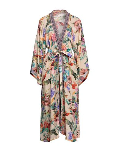 Anjuna Printed Ivory Jade Kimono In Orange