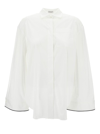 BRUNELLO CUCINELLI OVERSIZED WHITE SHIRT WITH CONTRASTING HEM IN COTTON BLEND WOMAN