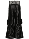 Rotate Birger Christensen Drawstring-waistband Wide-leg Trousers In Black